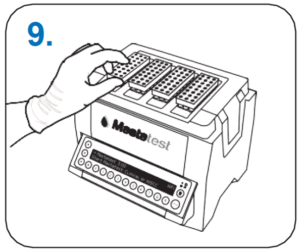 Insert cartridge into Lapbox with the arrows facing to the back, and replace the lid